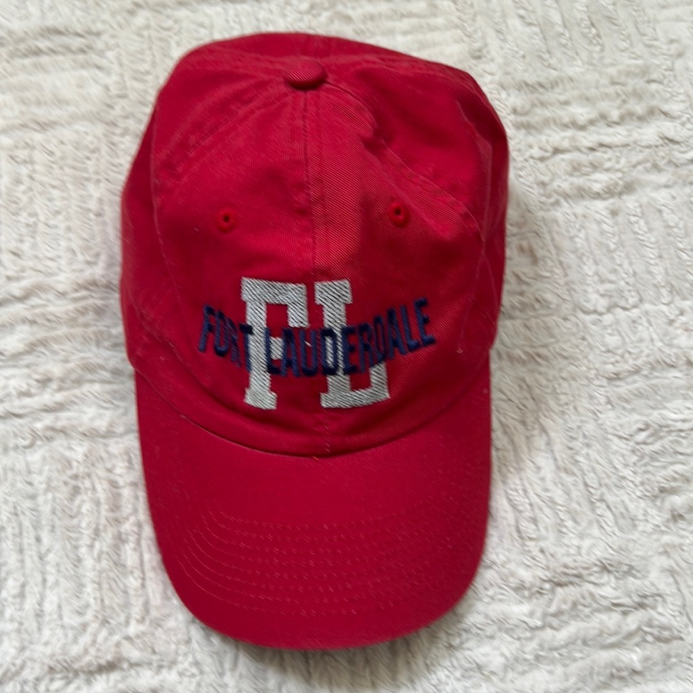 Fort Lauderdale baseball cap hat embroidered adjustable red 100% cotton